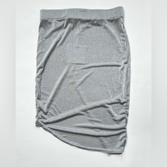 Metallic Silver Wrap Midi Skirt Mini Summer Asymmetrical Slit Dress Sequin Fest - Picture 4 of 17